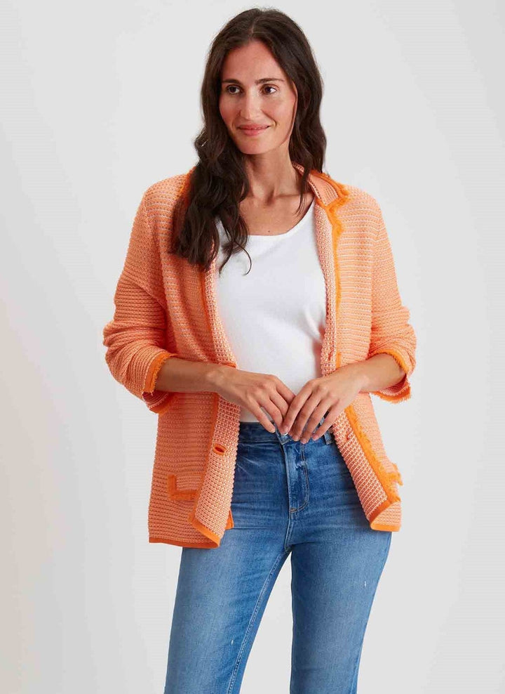 Textured Blazer with Fringe 