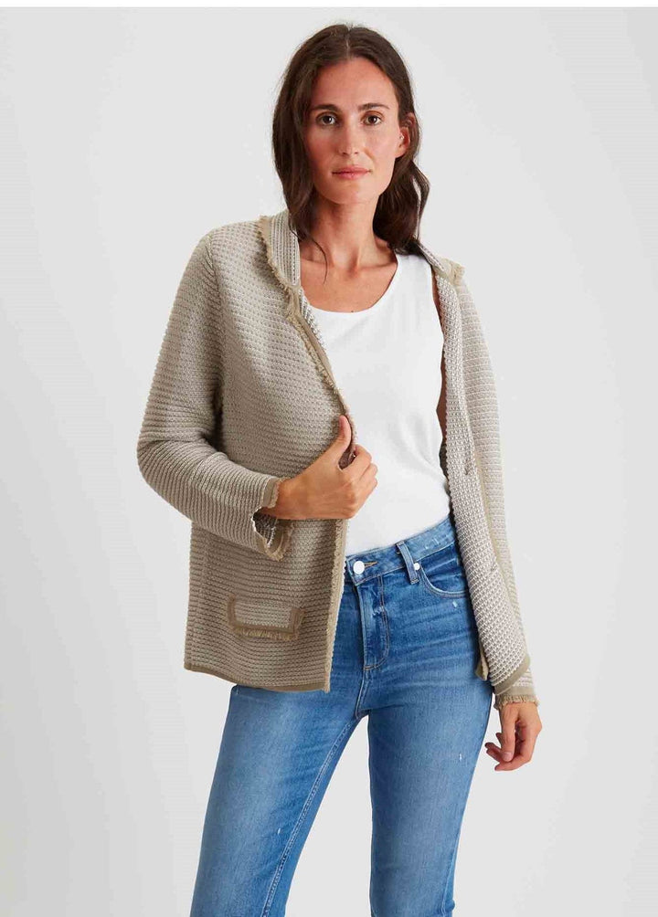 Textured Blazer with Fringe 