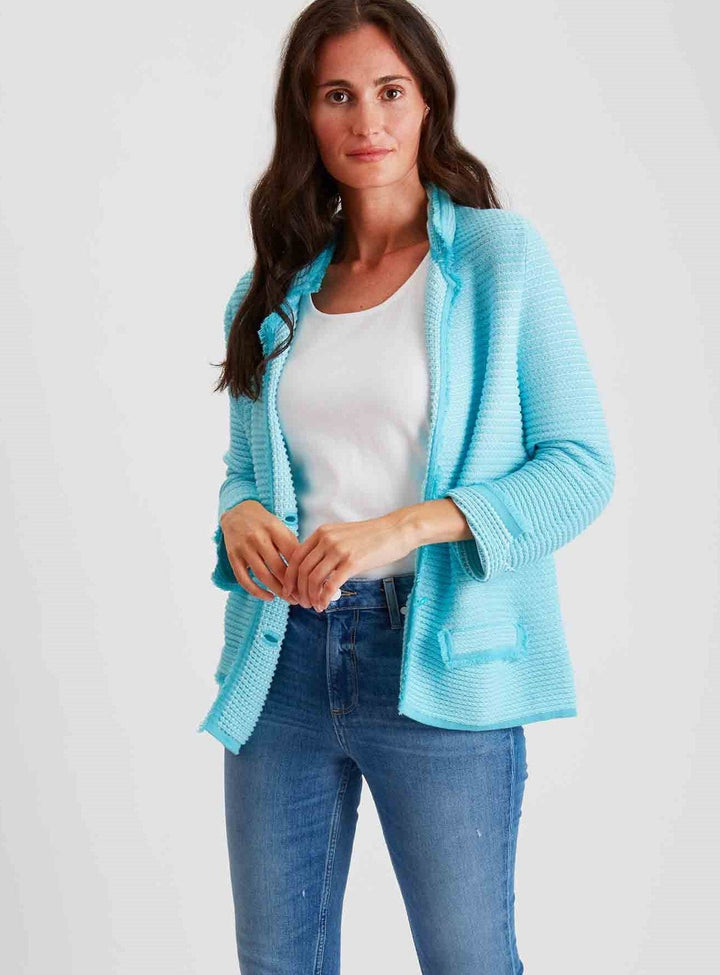 Textured Blazer with Fringe 