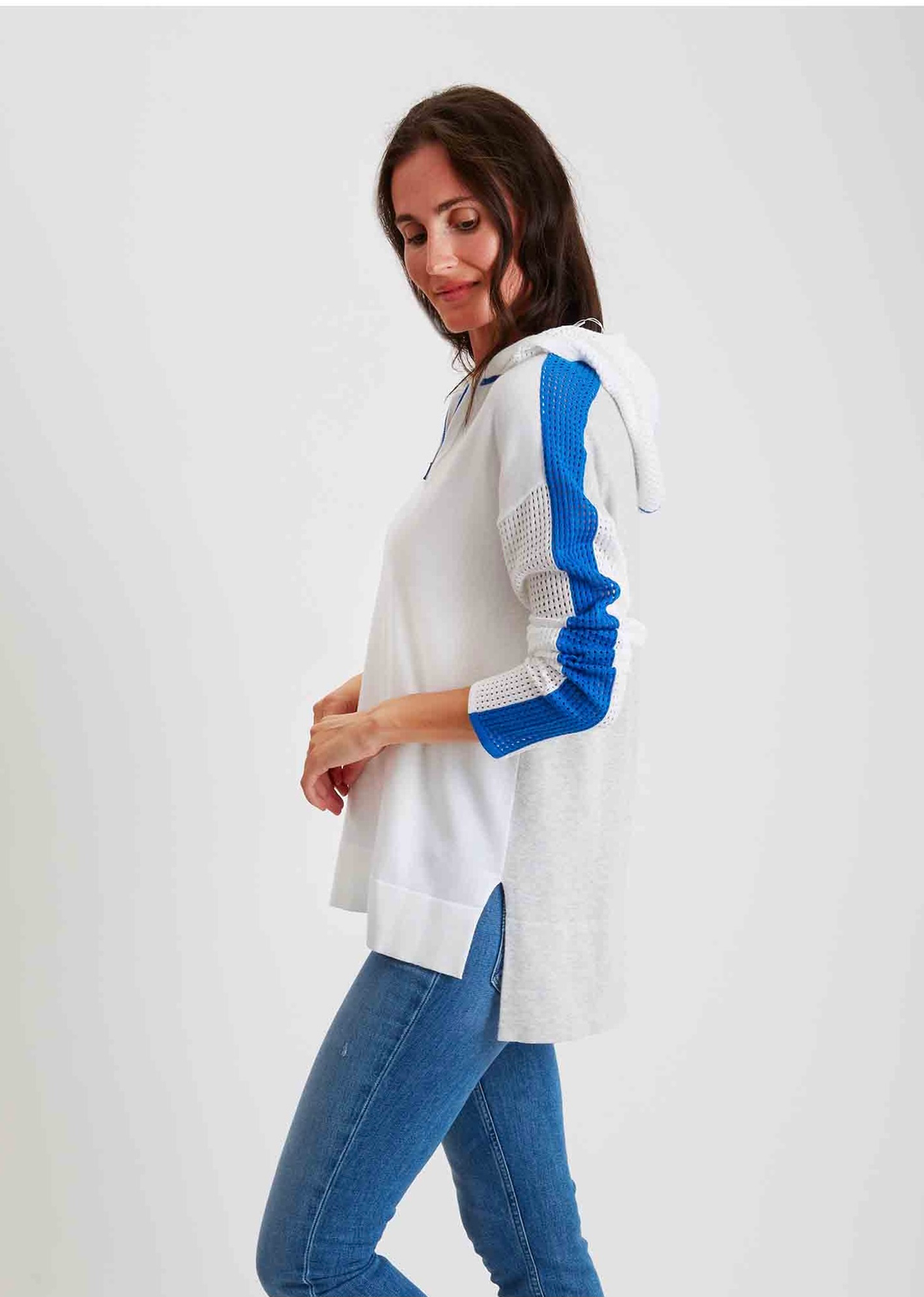 Mesh Hoodie with Exposed Zipper 