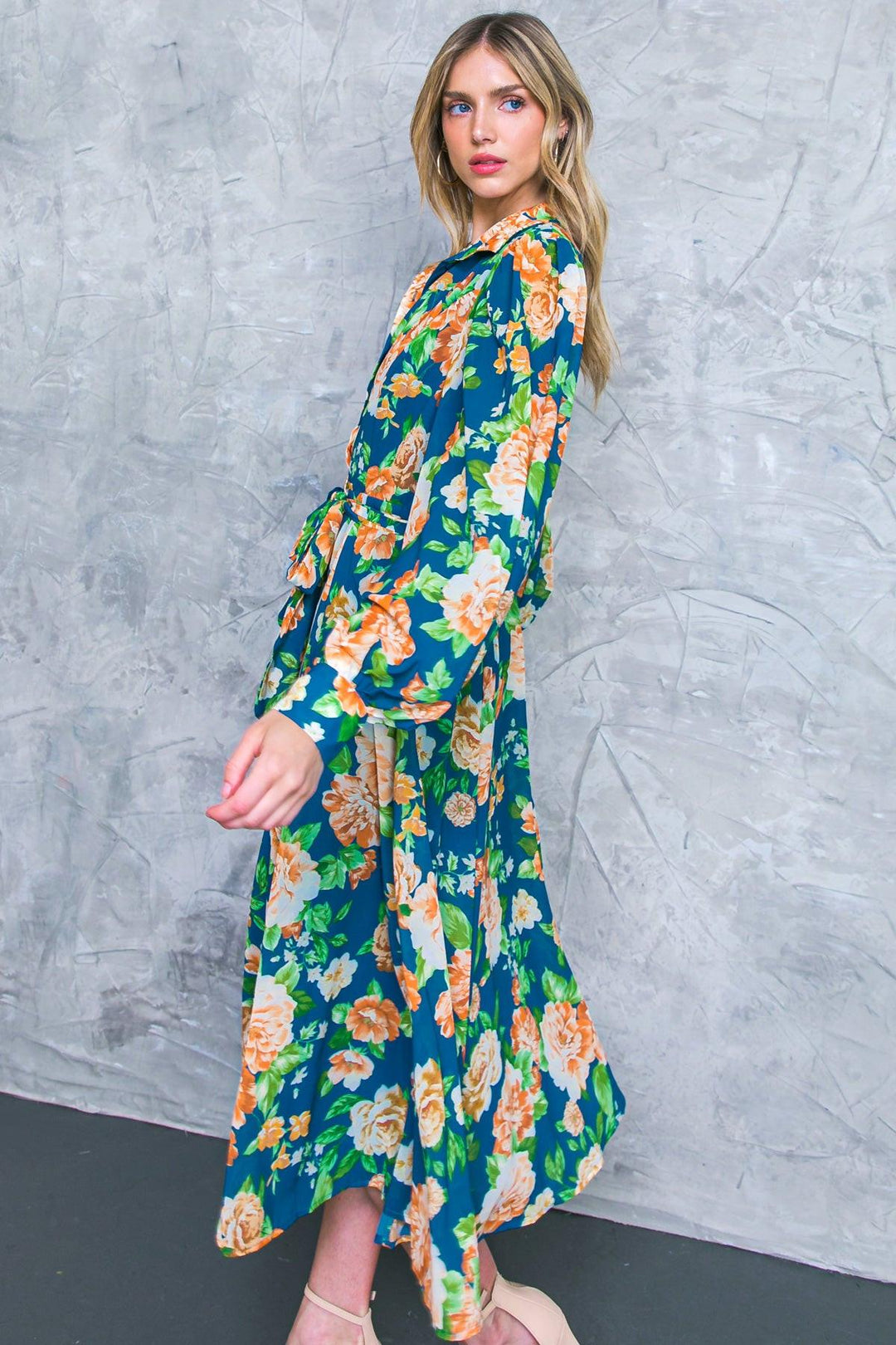 Bubbly Bliss Woven Midi Shirt Dress from KADOU Boutique
