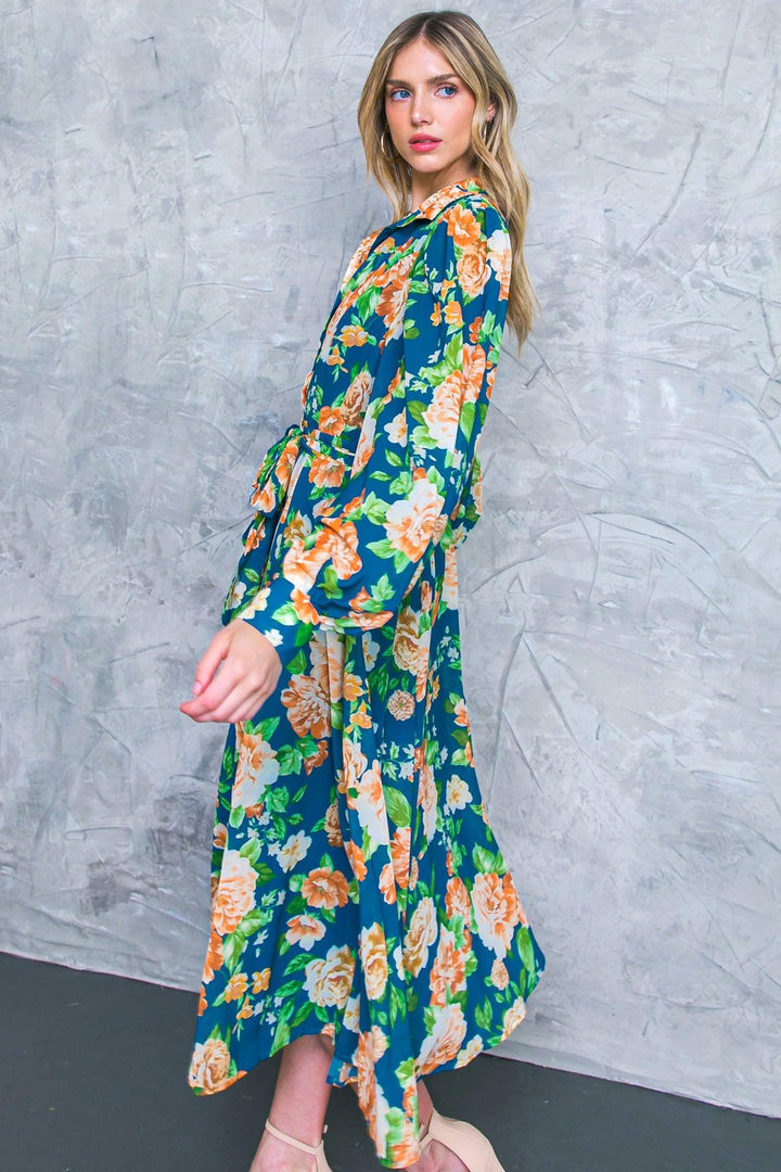 Bubbly Bliss Woven Midi Shirt Dress from KADOU Boutique