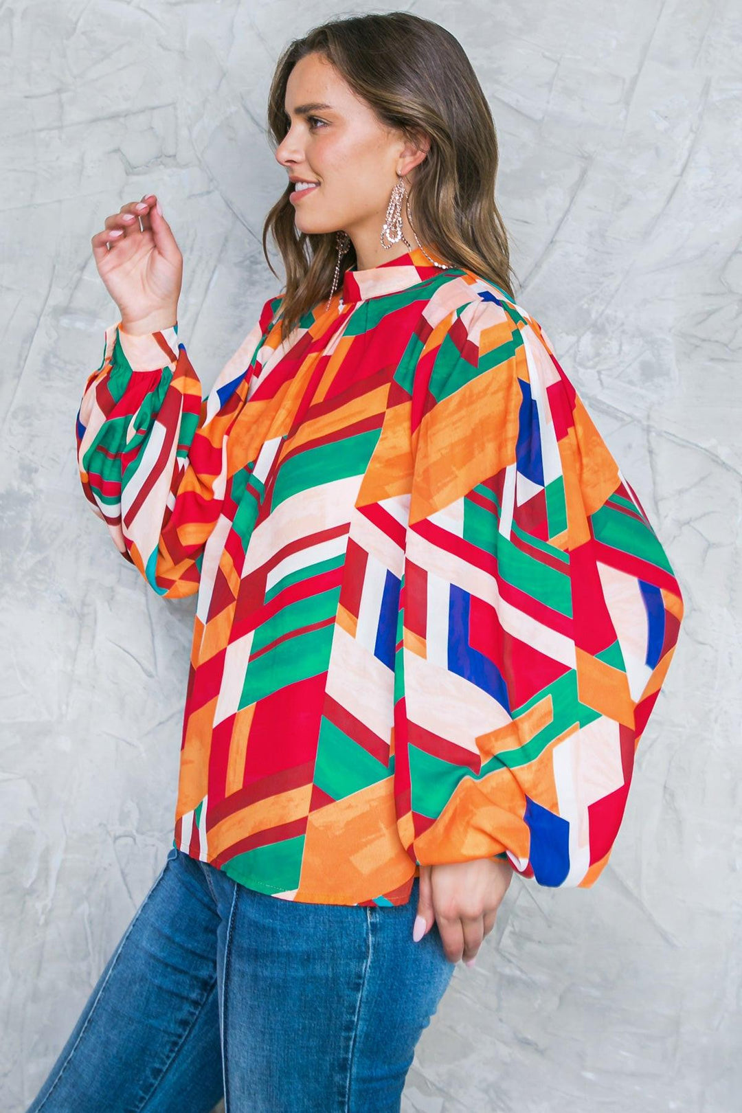 Light Up My Life Mock Neck Woven Top from KADOU Boutique