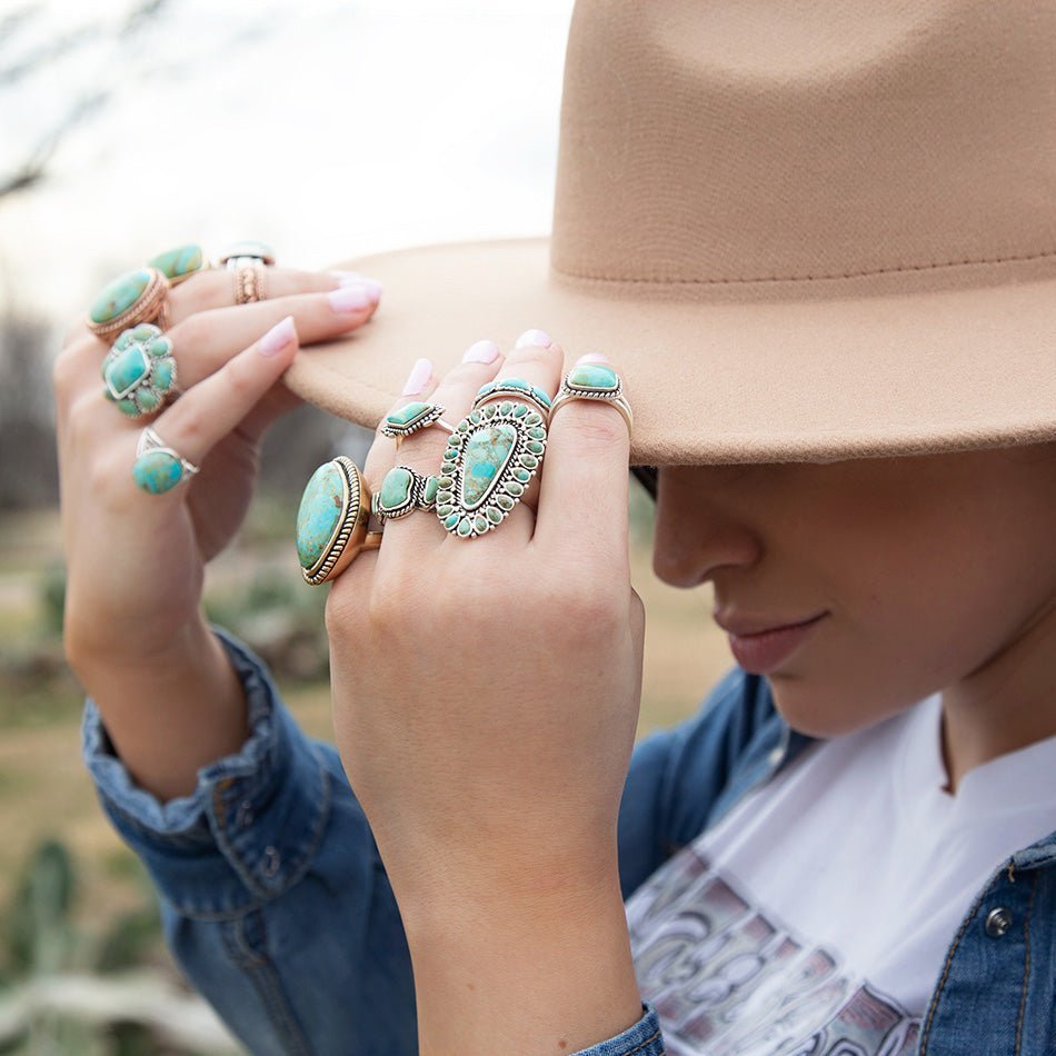 Sedona Blue Turquoise and Sterling Silver Statement Ring from KADOU Boutique