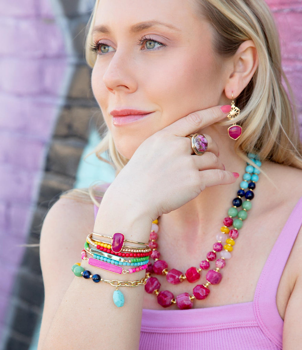 Serape Multi Stone Stretch Bracelet Set from KADOU Boutique