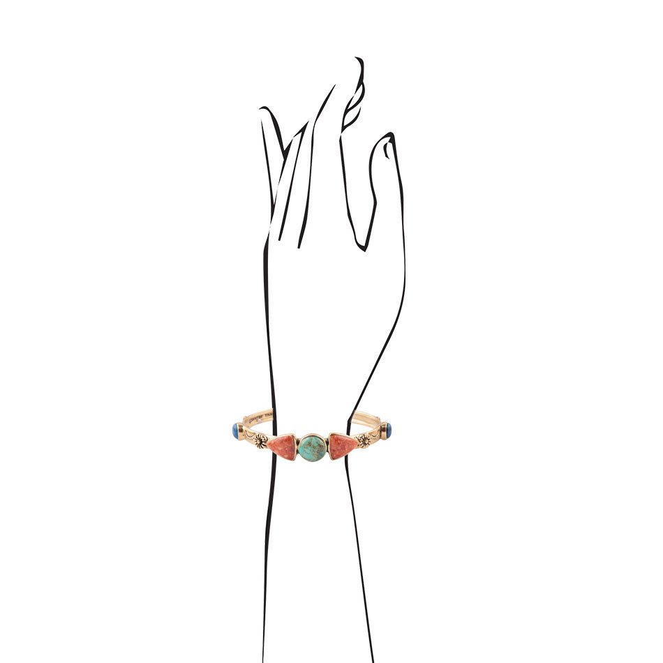 Shades of Multi Stone Golden Cuff Bracelet from KADOU Boutique