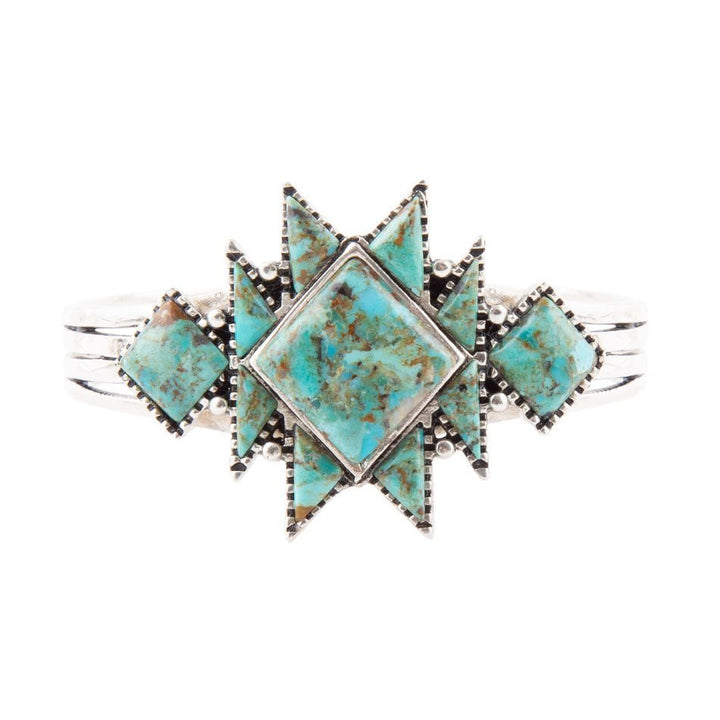 Sharp Blue Turquoise and Sterling Silver Cuff Bracelet