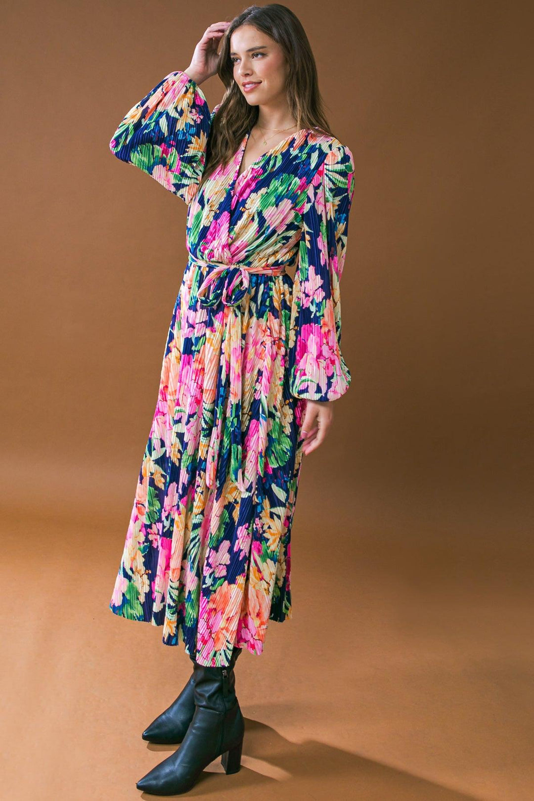 Breathtaking Moment Woven Plisse Midi Dress from KADOU Boutique
