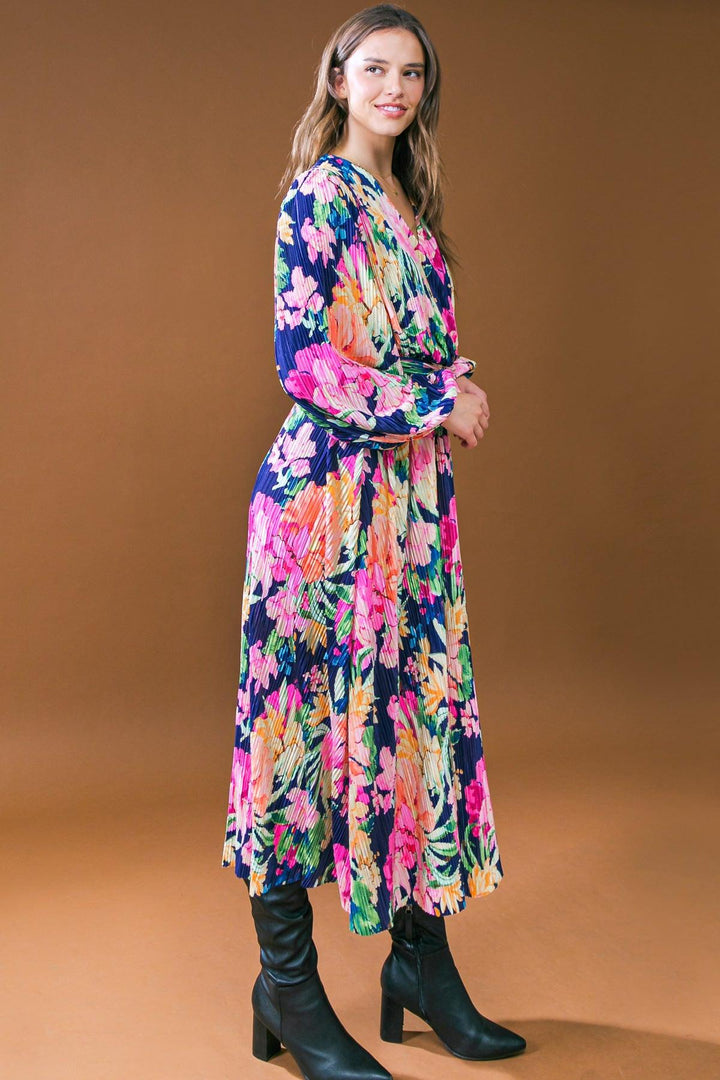Breathtaking Moment Woven Plisse Midi Dress from KADOU Boutique