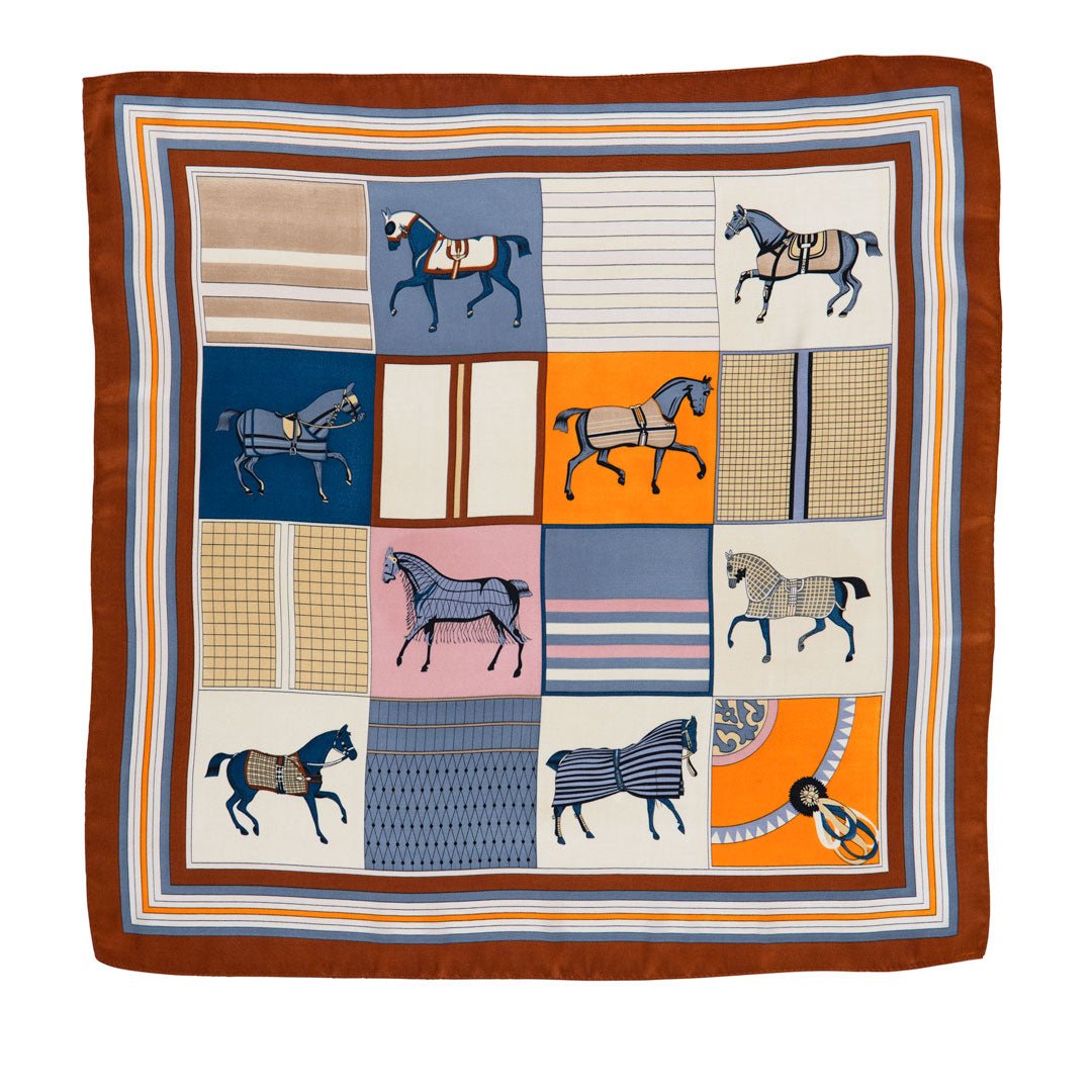 Signature Equestrian Scarf - With Deep Safron Border