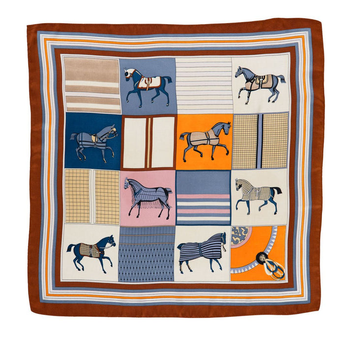 Signature Equestrian Scarf - With Deep Safron Border