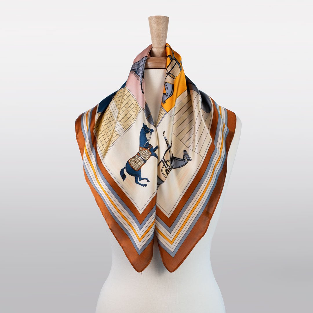 Signature Equestrian Scarf - With Deep Safron Border