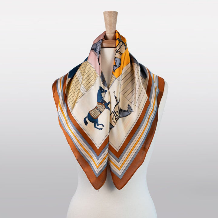 Signature Equestrian Scarf - With Deep Safron Border
