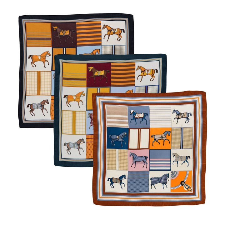 Signature Equestrian Scarf - With Deep Safron Border