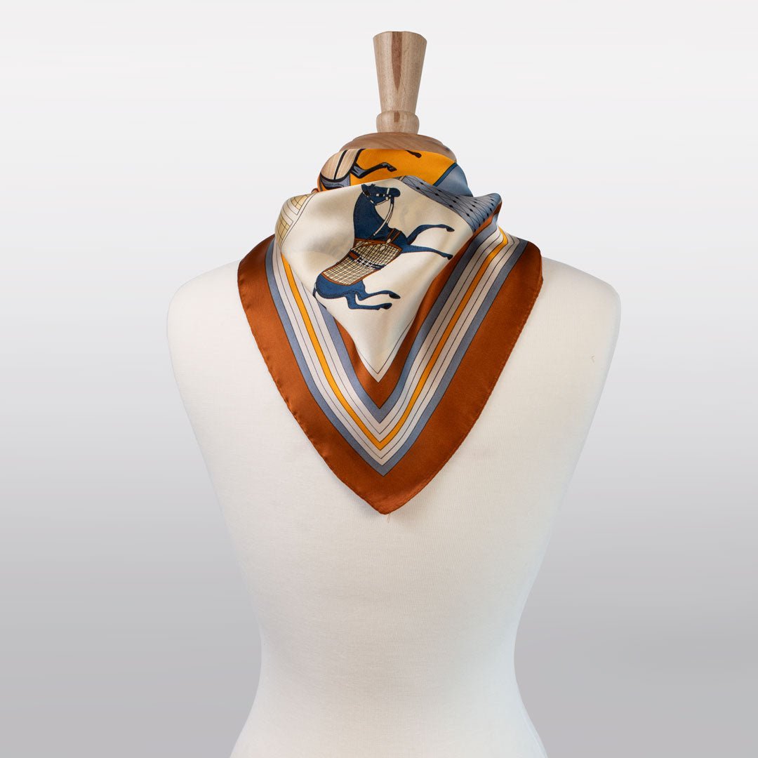 Signature Equestrian Scarf - With Deep Safron Border