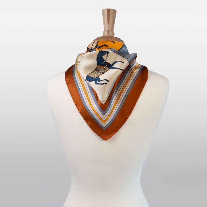 Signature Equestrian Scarf - With Deep Safron Border