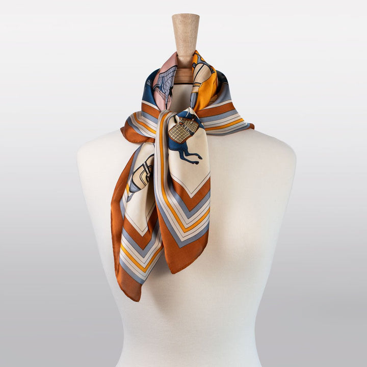 Signature Equestrian Scarf - With Deep Safron Border
