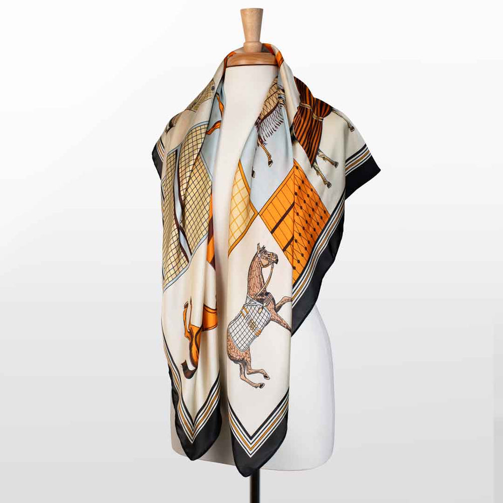 Signature Oversize Equestrian Scarf - with Black Border from KADOU Boutique