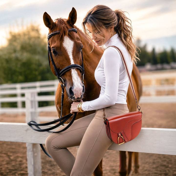 Signature Saddle Bag - Italian Cognac Leather from KADOU Boutique