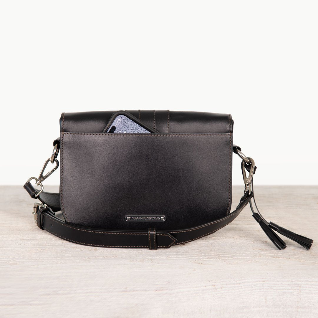 Signature Stirrup - Riding Stirrup Crossbody Luxury Leather Handbag in Black