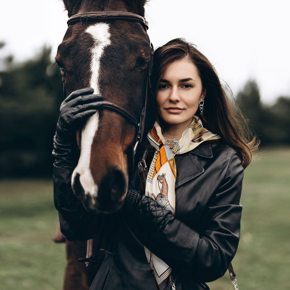 Signature Equestrian Scarf - with Black Border from KADOU Boutique