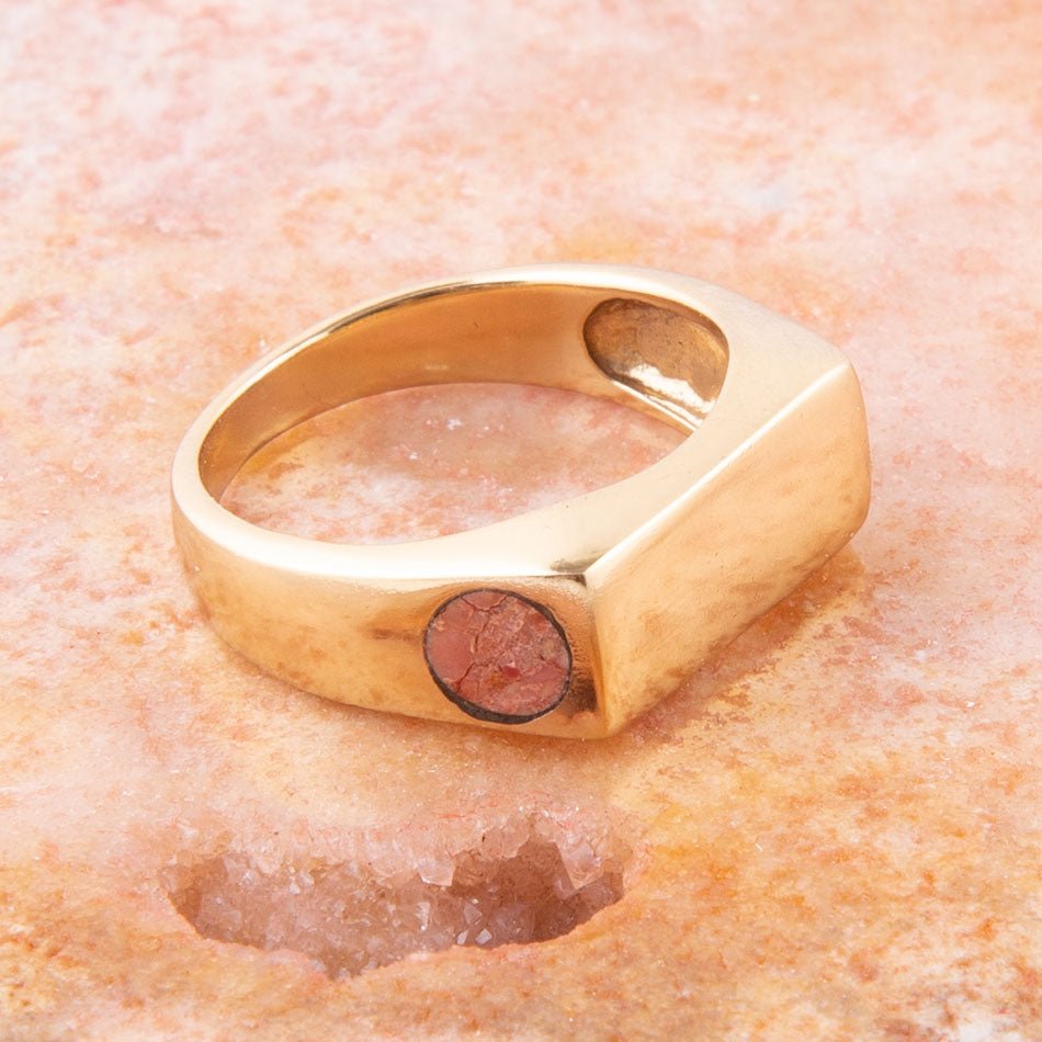 Signet Orange Sponge Coral and Bronze in the Hole Ring from KADOU Boutique
