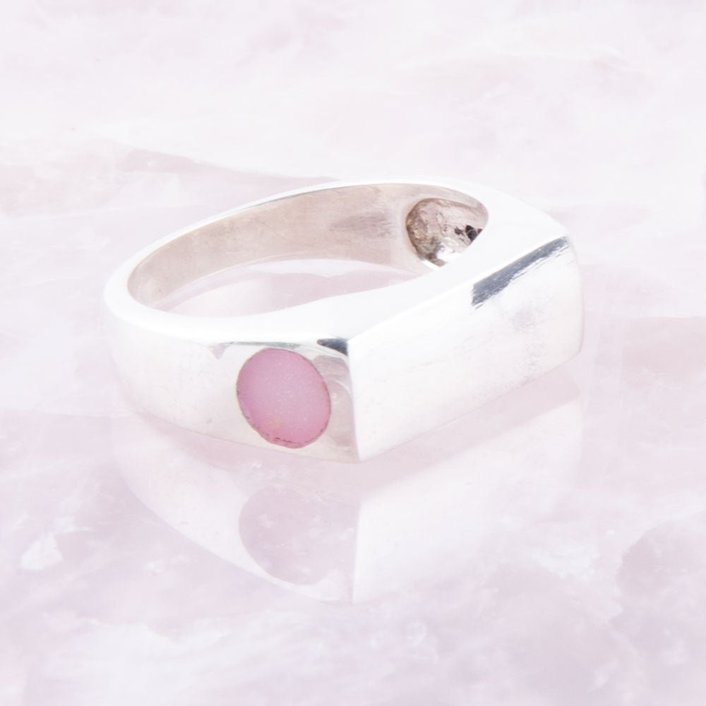 Signet Pink Opal and Sterling Silver in the Hole Ring from KADOU Boutique