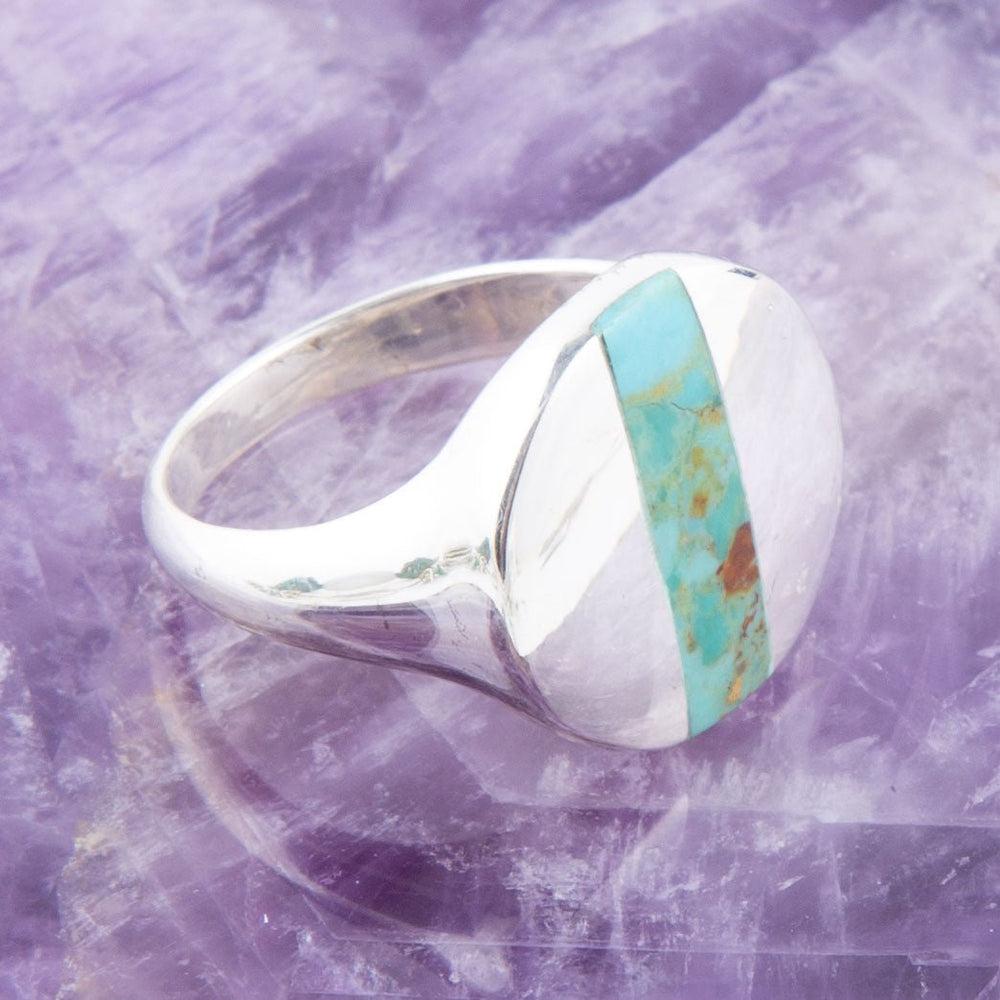 Signet Turquoise and Sterling Silver Circle Ring from KADOU Boutique