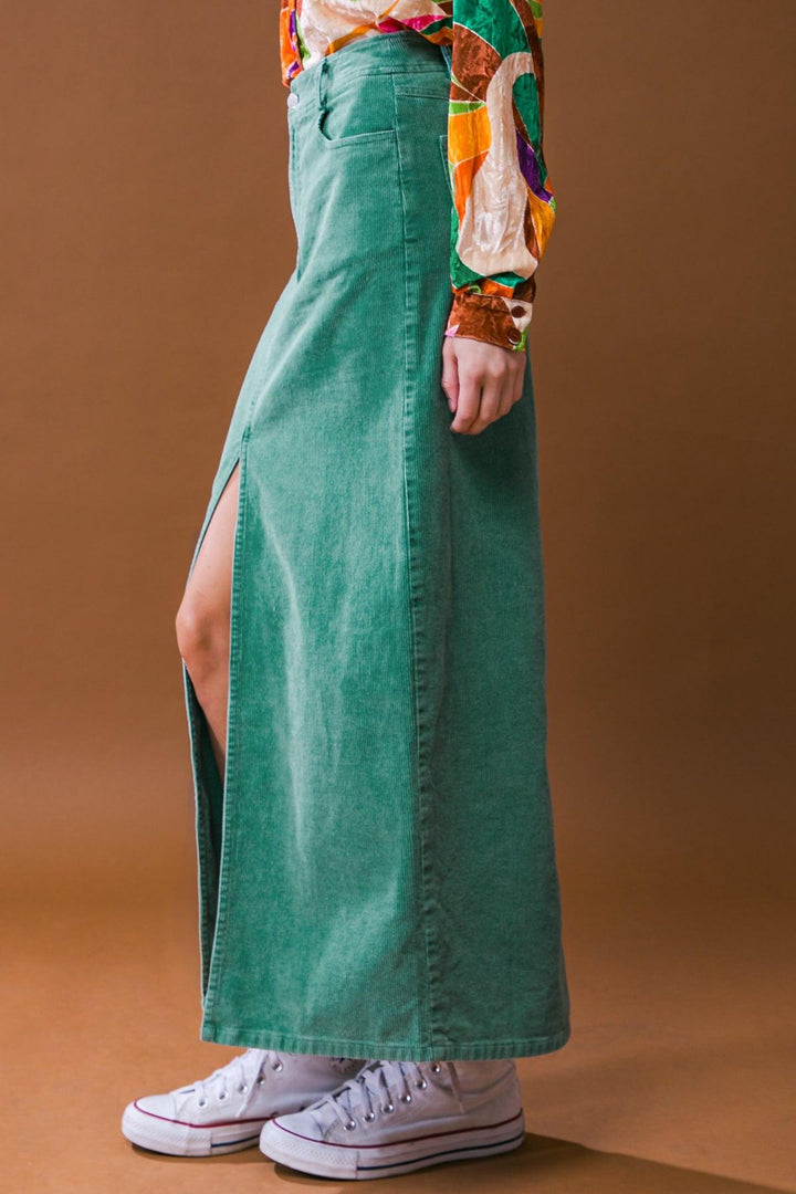 Perfect Pick Corduroy Midi Skirt from KADOU Boutique