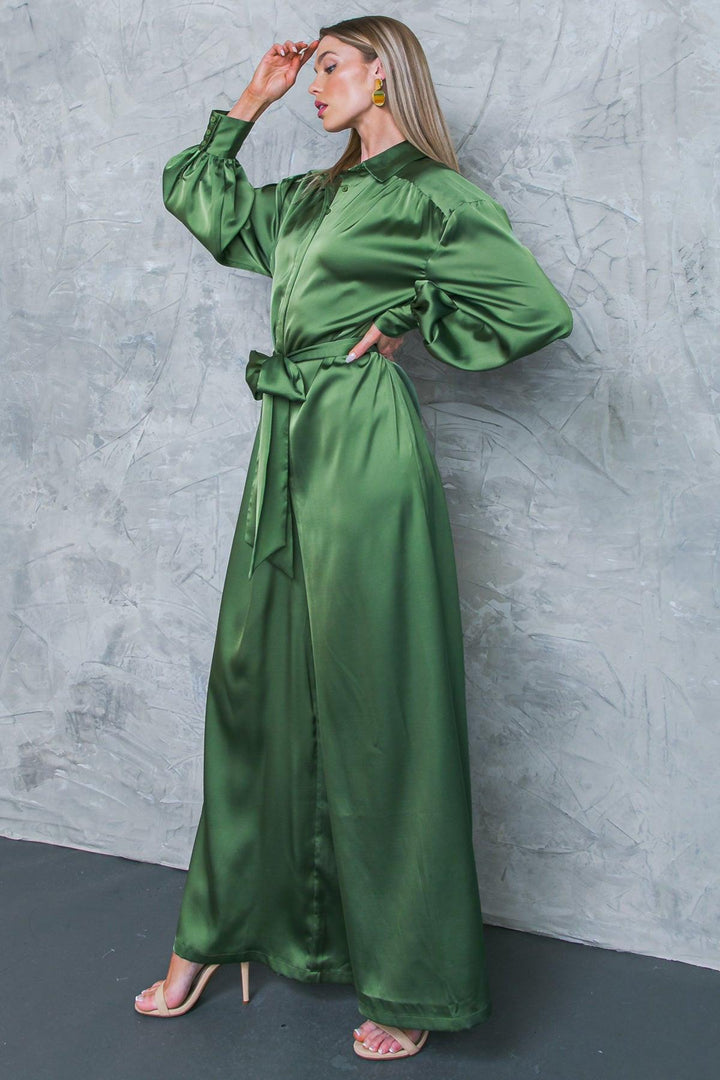 Like Fine Art Satin Wide Leg Jumpsuit from KADOU Boutique
