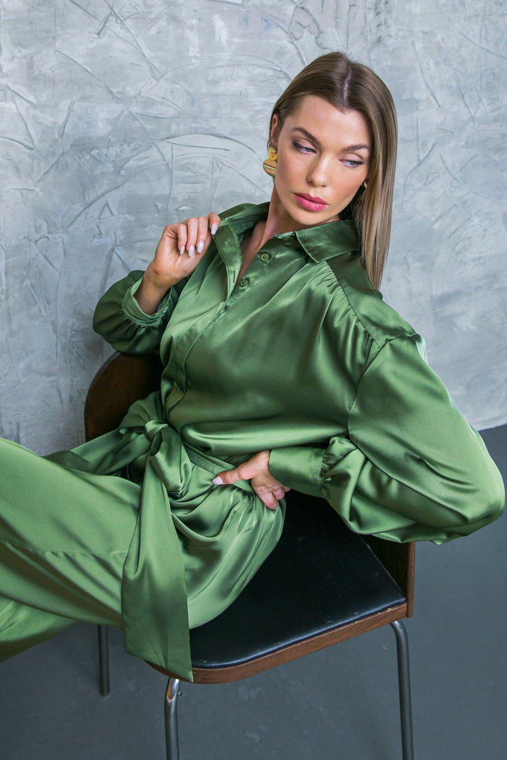 Like Fine Art Satin Wide Leg Jumpsuit from KADOU Boutique