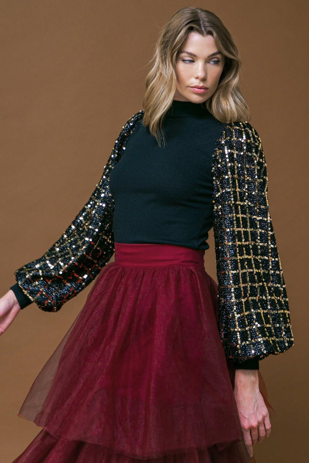 Party Tomorrow Night Sequin Knit Top from KADOU Boutique