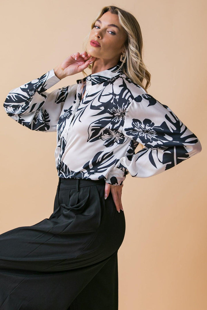 Bride and True Satin Button Down Top from KADOU Boutique