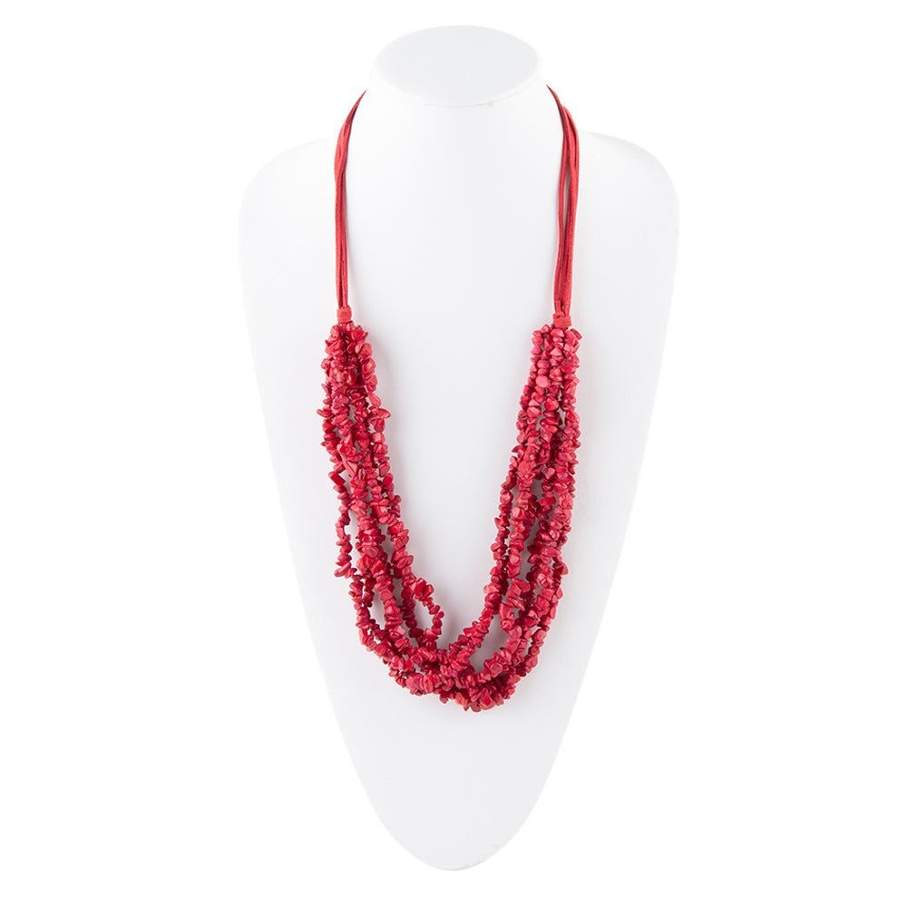 Six Strand Red Magnesite Necklace from KADOU Boutique