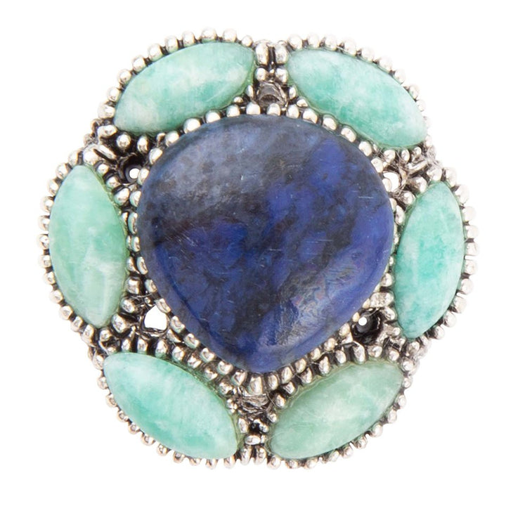 Soledad Blue Denim Lapis &amp; Amazonite Sterling Silver Ring