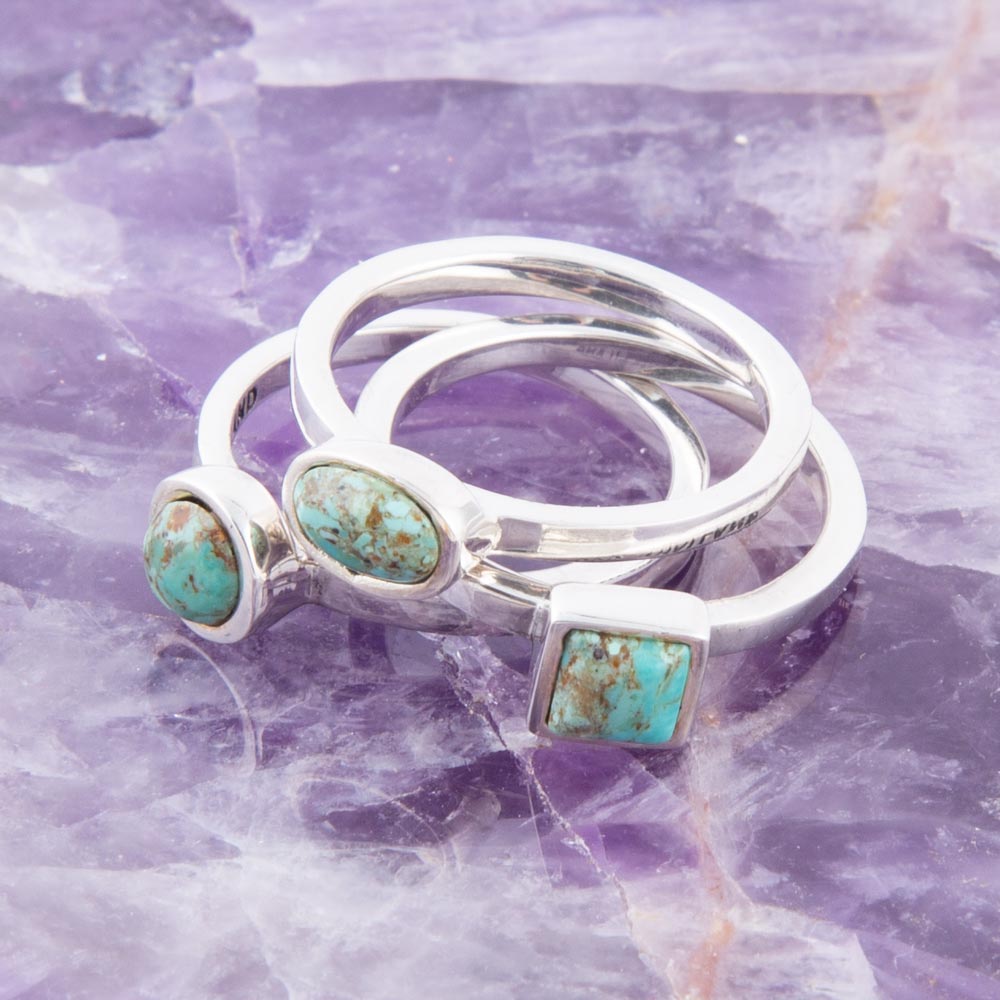 Sterling Silver Blue Turquoise Stackable Ring from KADOU Boutique