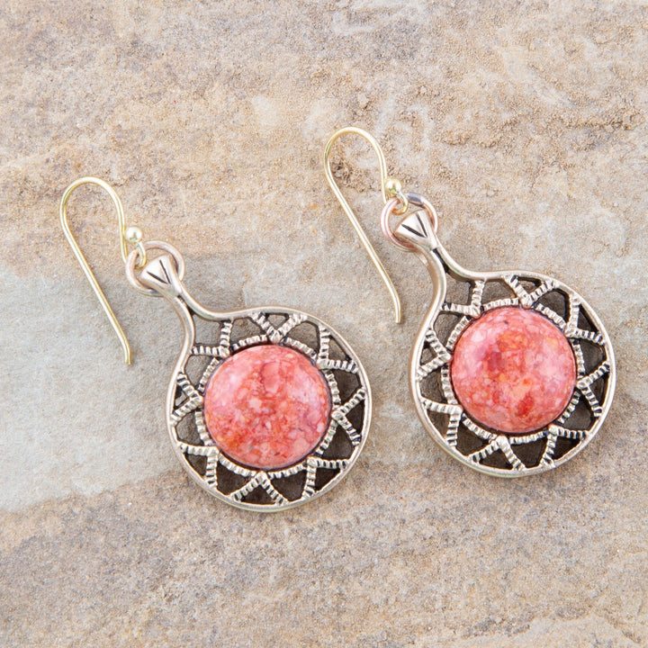 Sun Orange Sponge Coral Golden Drop Earrings from KADOU Boutique