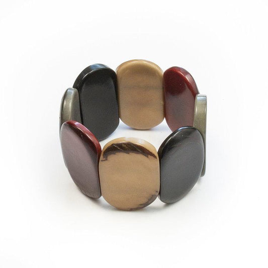 Carved Natural Ivory Bracelet Café Con Leche Black Combo