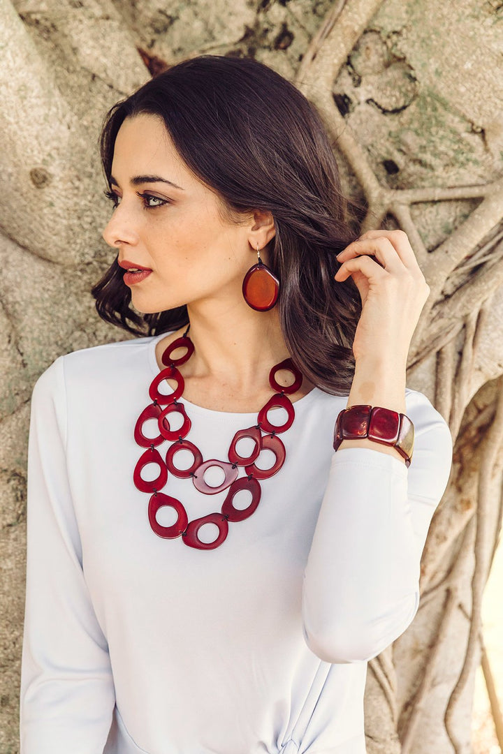 Tagua Amigas Earrings - Chestnut from KADOU Boutique