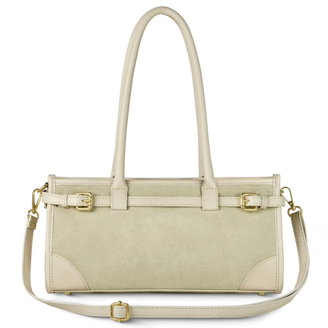 Italian Genuine Suede &amp; Full-Grain Leather Shoulder Bag | Lodi
