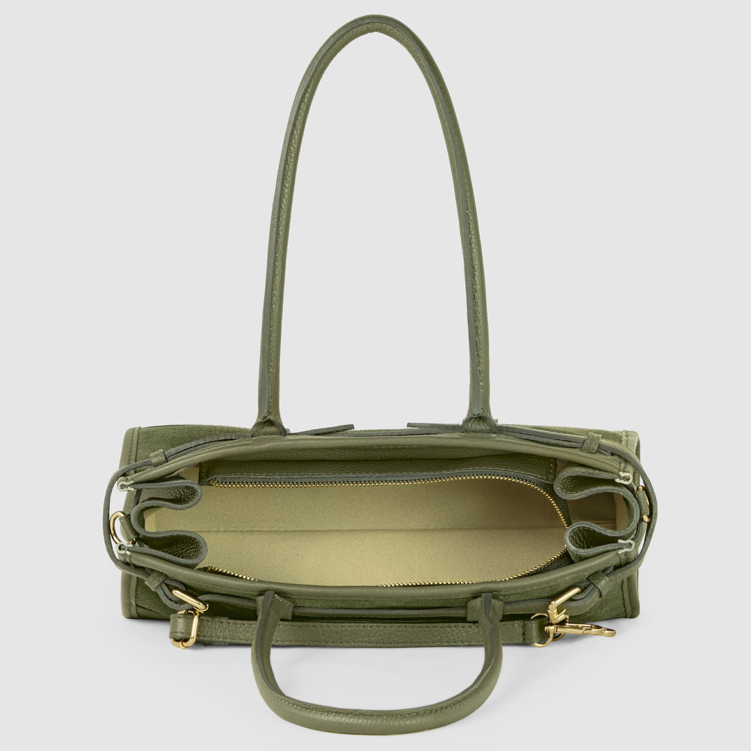 Italian Genuine Suede &amp; Full-Grain Leather Shoulder Bag | Lodi