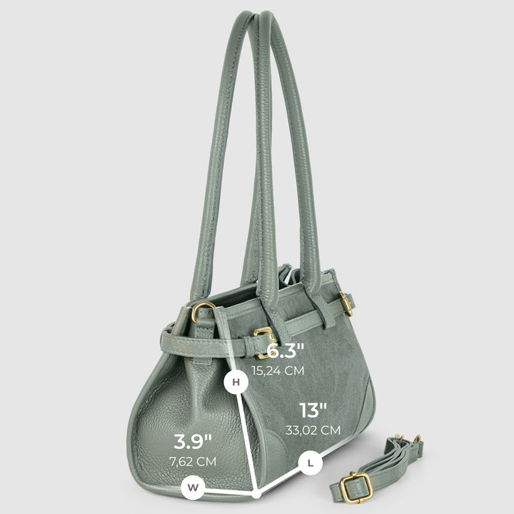 Italian Genuine Suede &amp; Full-Grain Leather Shoulder Bag | Lodi