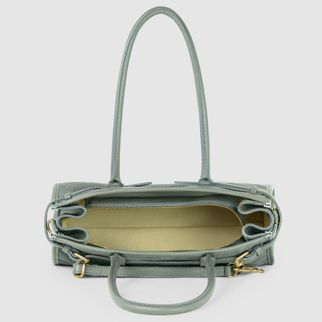 Italian Genuine Suede &amp; Full-Grain Leather Shoulder Bag | Lodi