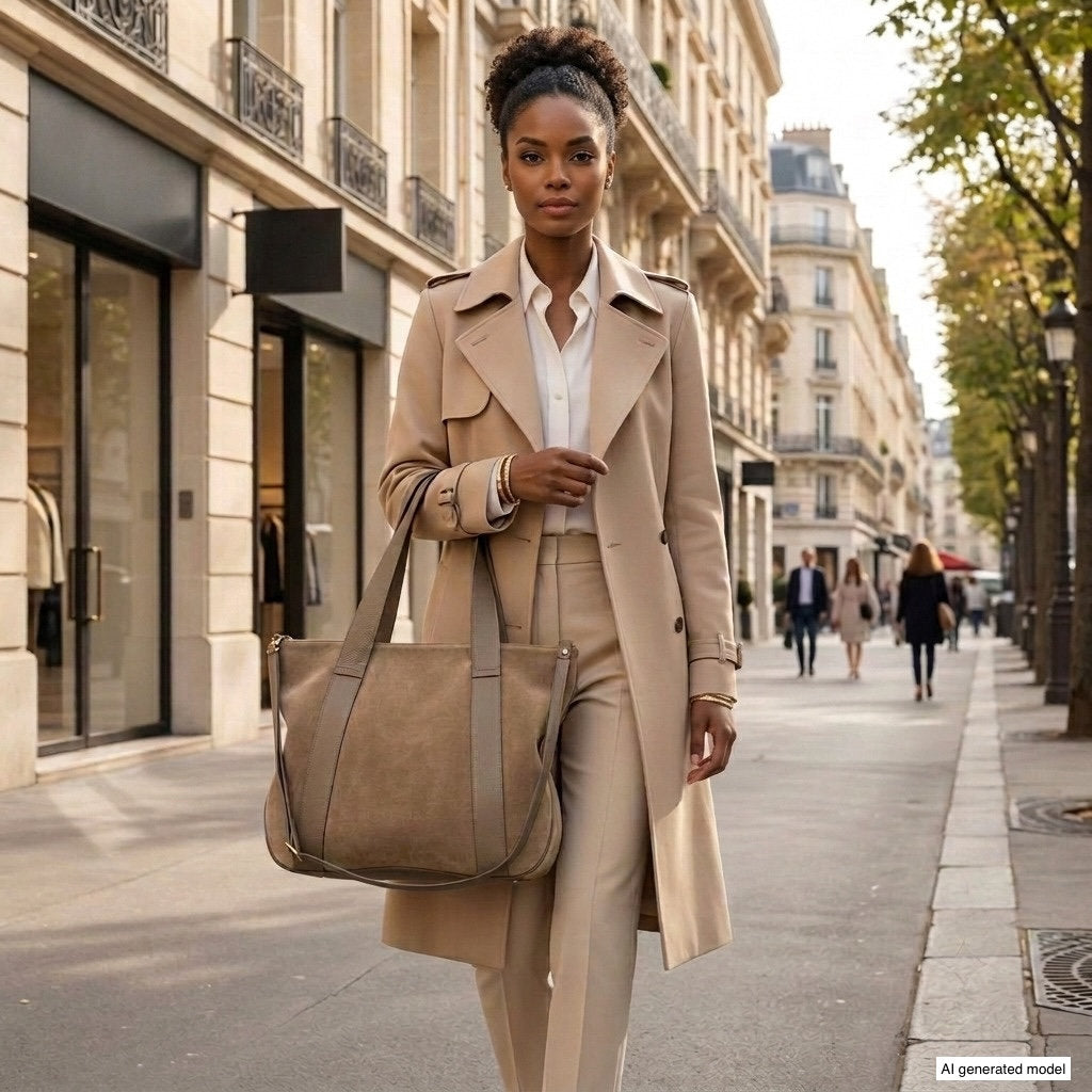 Italian Genuine Suede &amp; Full-Grain Leather Tote Bag | Varese
