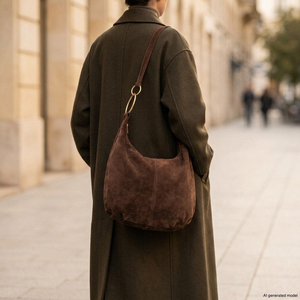 Italian Genuine Suede Hobo Bag | Belluno