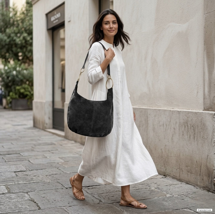 Italian Genuine Suede Hobo Bag | Belluno