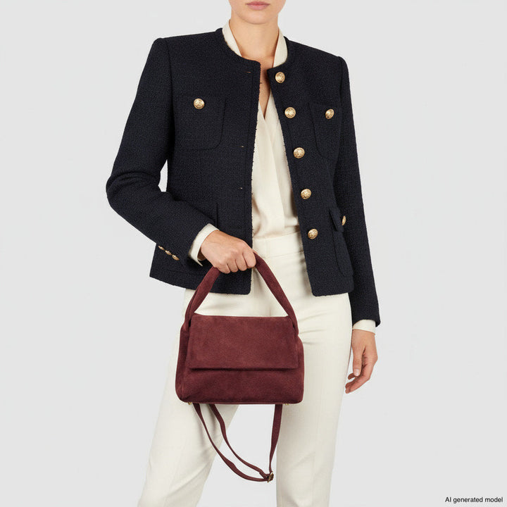 Italian Genuine Suede Top-Handle Bag | Ravenna