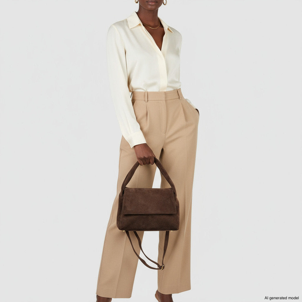 Italian Genuine Suede Top-Handle Bag | Ravenna