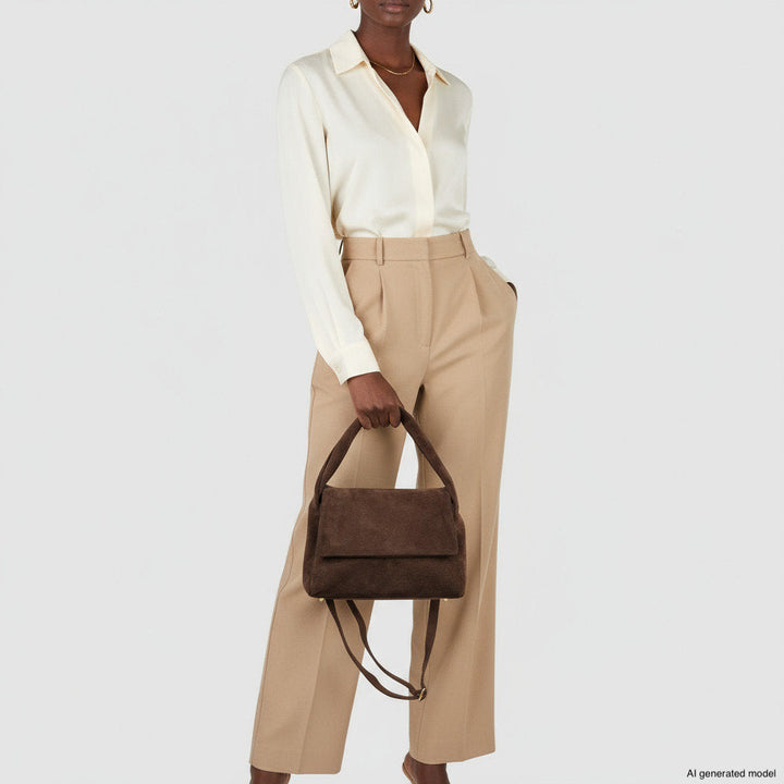 Italian Genuine Suede Top-Handle Bag | Ravenna