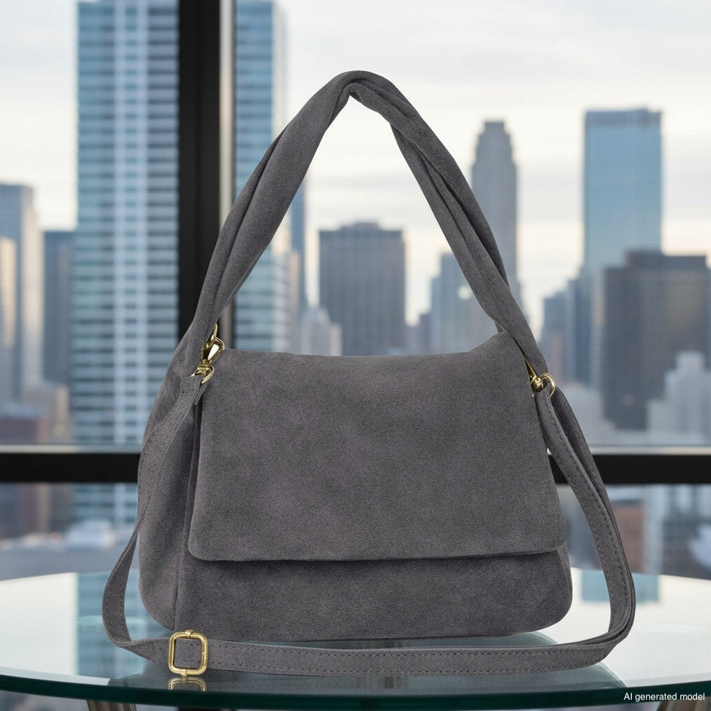 Italian Genuine Suede Top-Handle Bag | Ravenna
